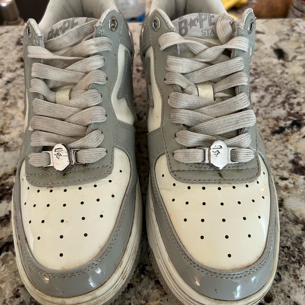 Bape Kids Shoes - Gray and White